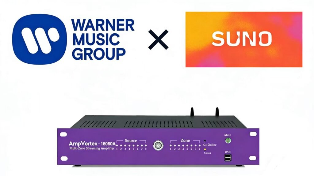 AI-generated infinite music streams delivered across a smart home using multi-room streaming amplifiers