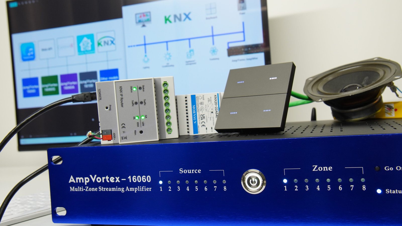 AmpVortex Multi Zone Amplifier + KNX Integration (Live Demo)