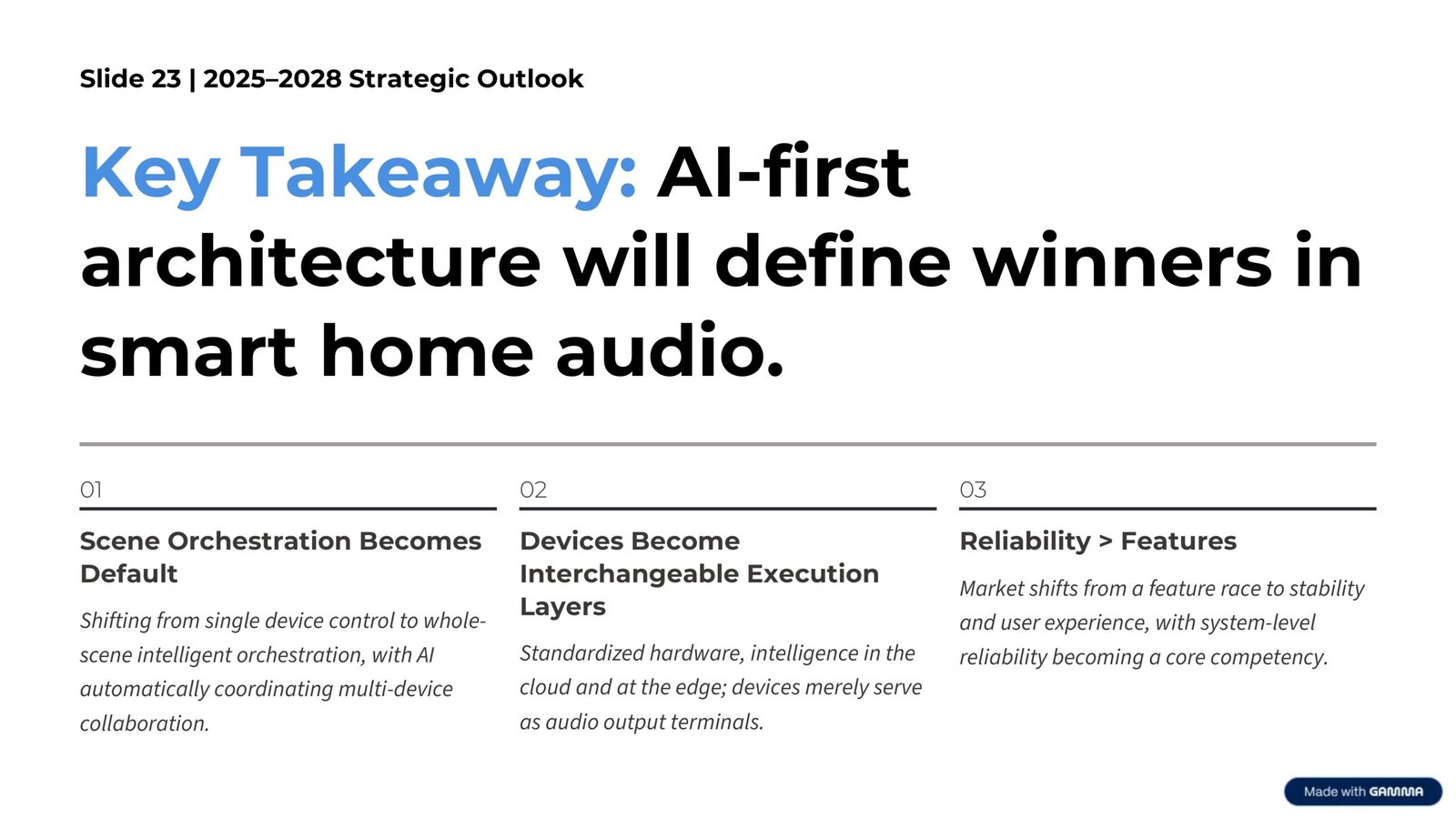 Key Takeaway: AI-first architecture will define winners in smart home audio