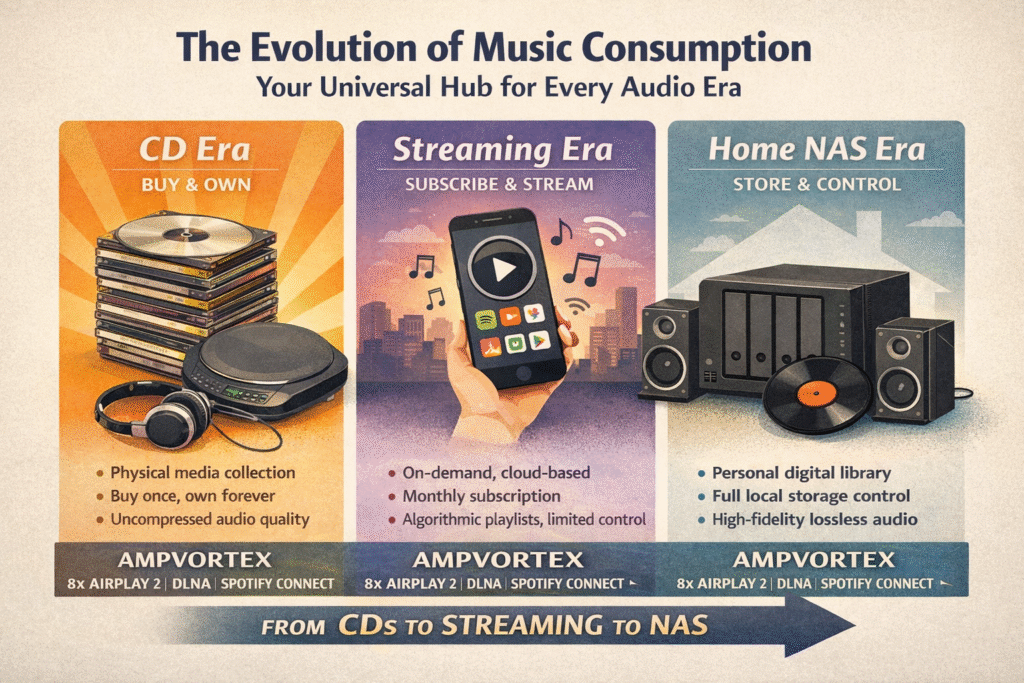from cds to streaming to nas: ampvortex – your universal hub for every audio era