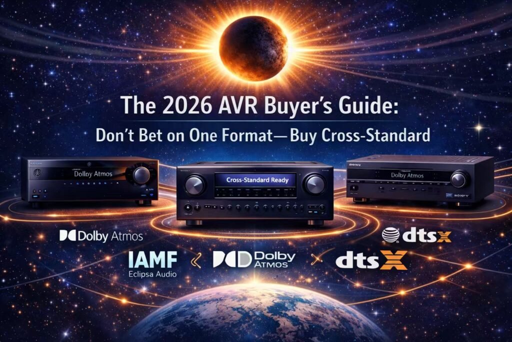 best avr strategy in 2026: cross-standard immersive audio (eclipsa + dolby atmos + dts:x)