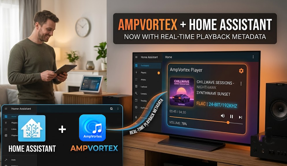 AmpVortex Adds Real-Time Playback Metadata to Home Assistant Integration