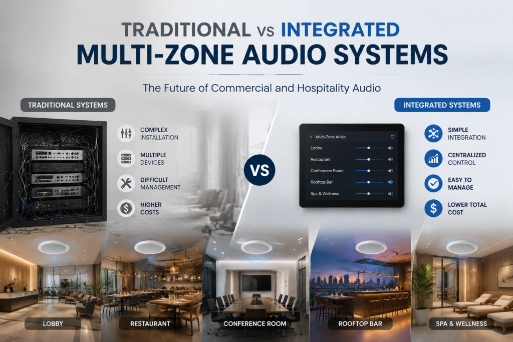 Traditional vs Integrated Multi-Zone Audio Systems: The Future of Commercial and Hospitality Audio