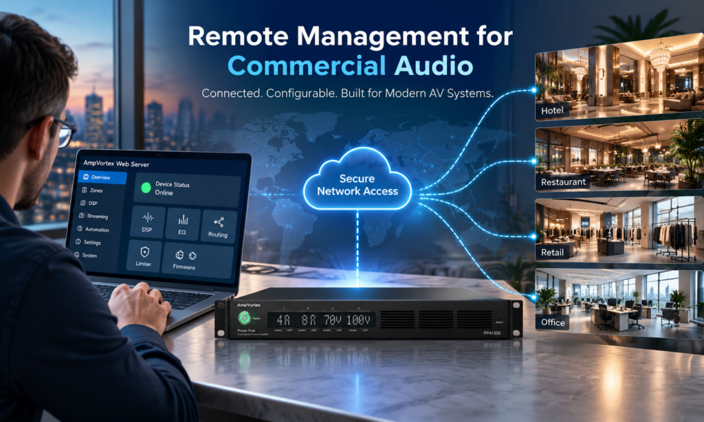 Remote Management for Commercial Audio Systems: How AmpVortex Power Pool Amplifiers Simplify AV System Support